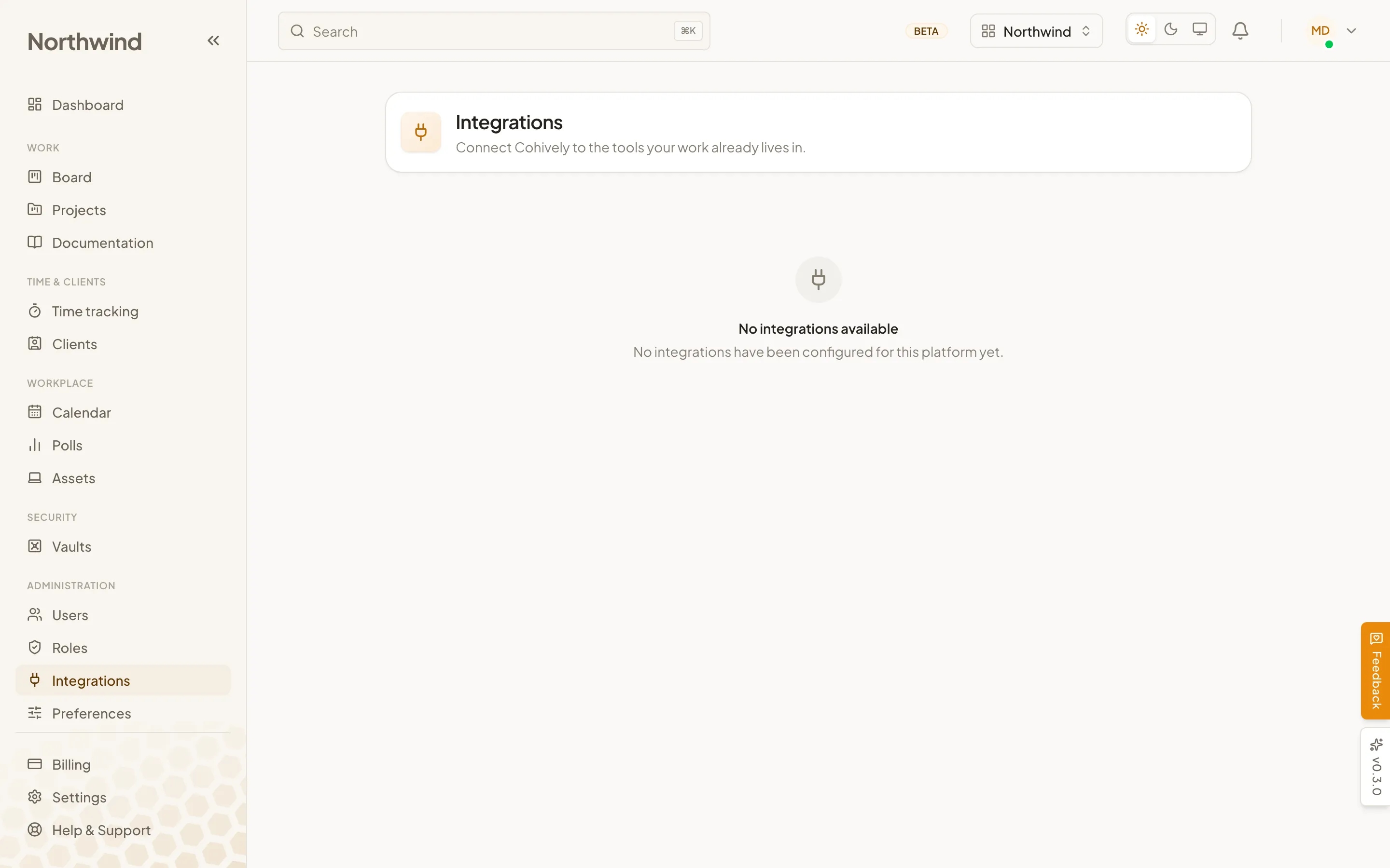 The Cohively integrations page: GitHub and Sentry connected, each showing the repositories and projects it is linked to.