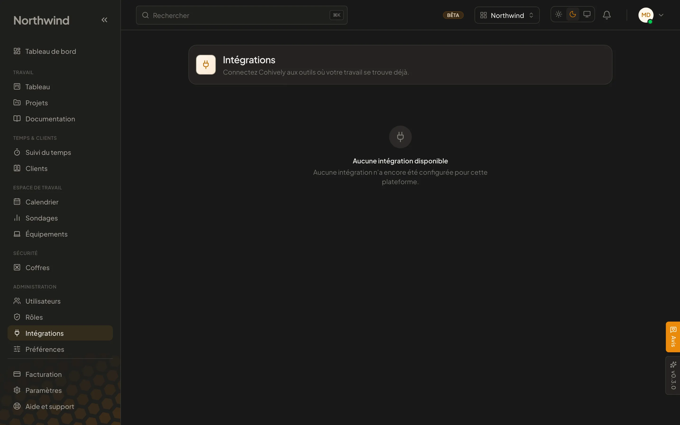 La page des intégrations de Cohively : GitHub et Sentry connectés, chacun avec les dépôts et projets auxquels ils sont liés.