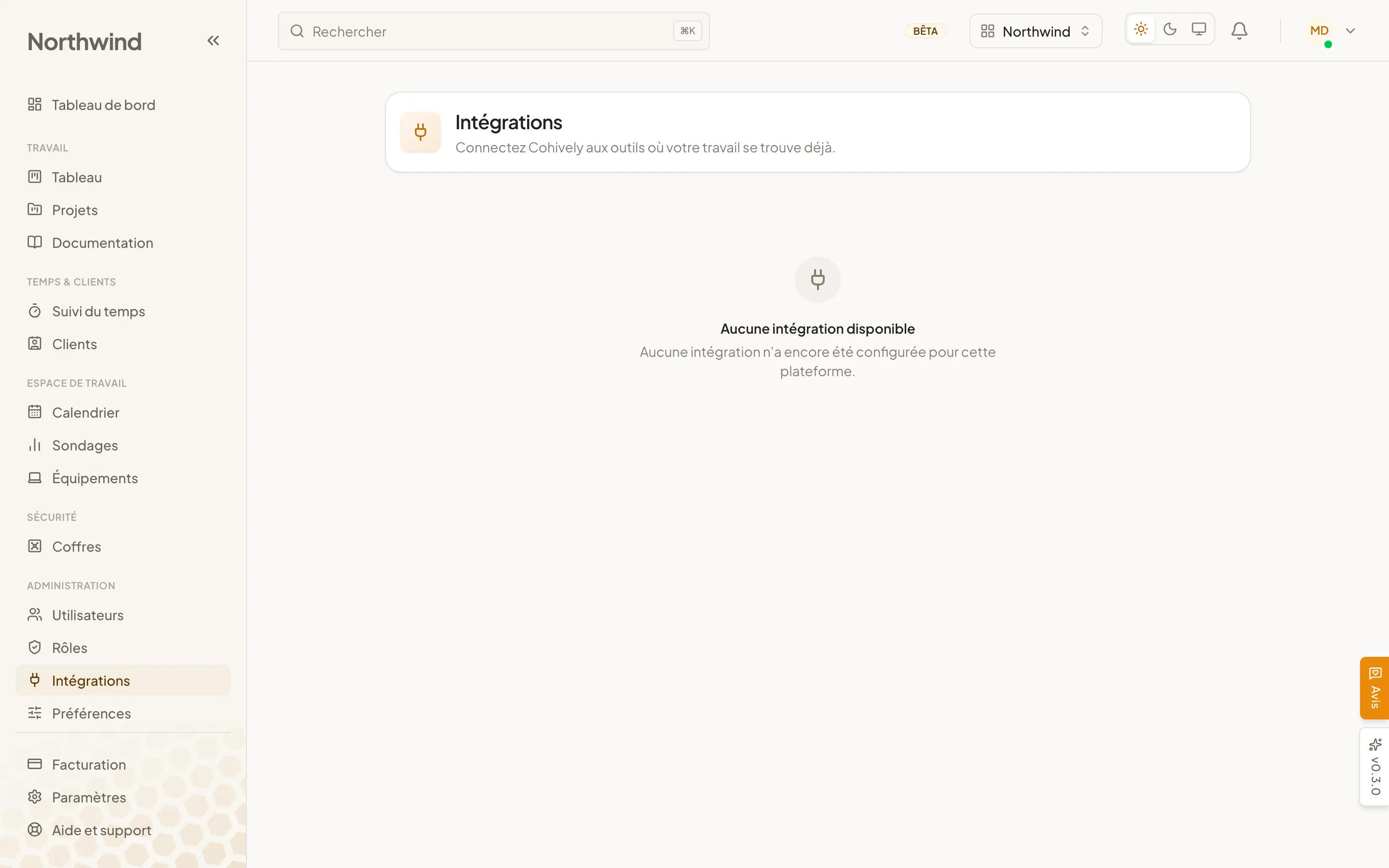 La page des intégrations de Cohively : GitHub et Sentry connectés, chacun avec les dépôts et projets auxquels ils sont liés.